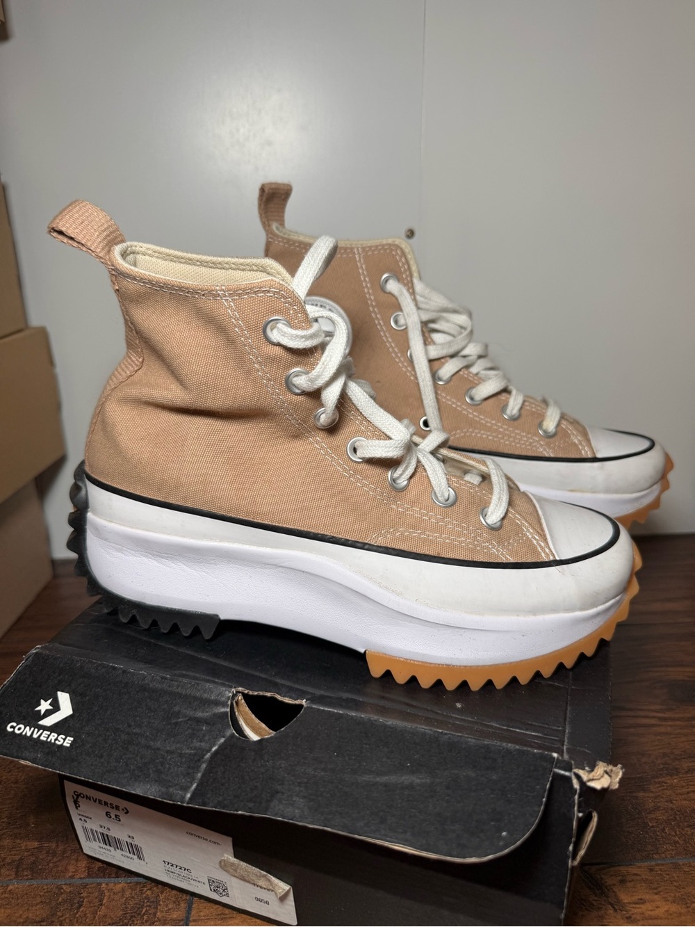 Converse Women's High-Top Platform Sneakers - Tan and White